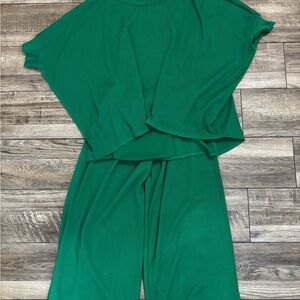 Dear Scarlett Green Ribbed Oversized Small Two-Piece Set